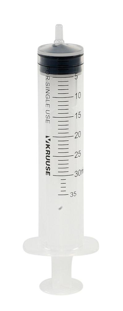 KRUUSE Einwegsspritze 30-34 ml exz. mit Gummikolben 50 Stück