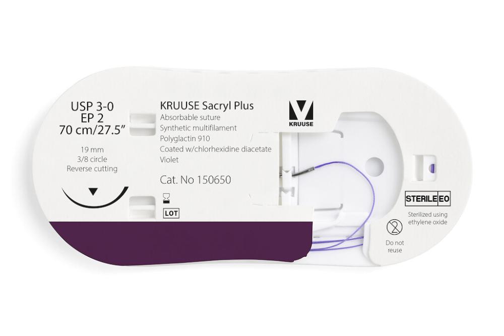 KR Sacryl Plus,USP 3-0,70cm 19 mm 3/8 K, RC, 12 Stk