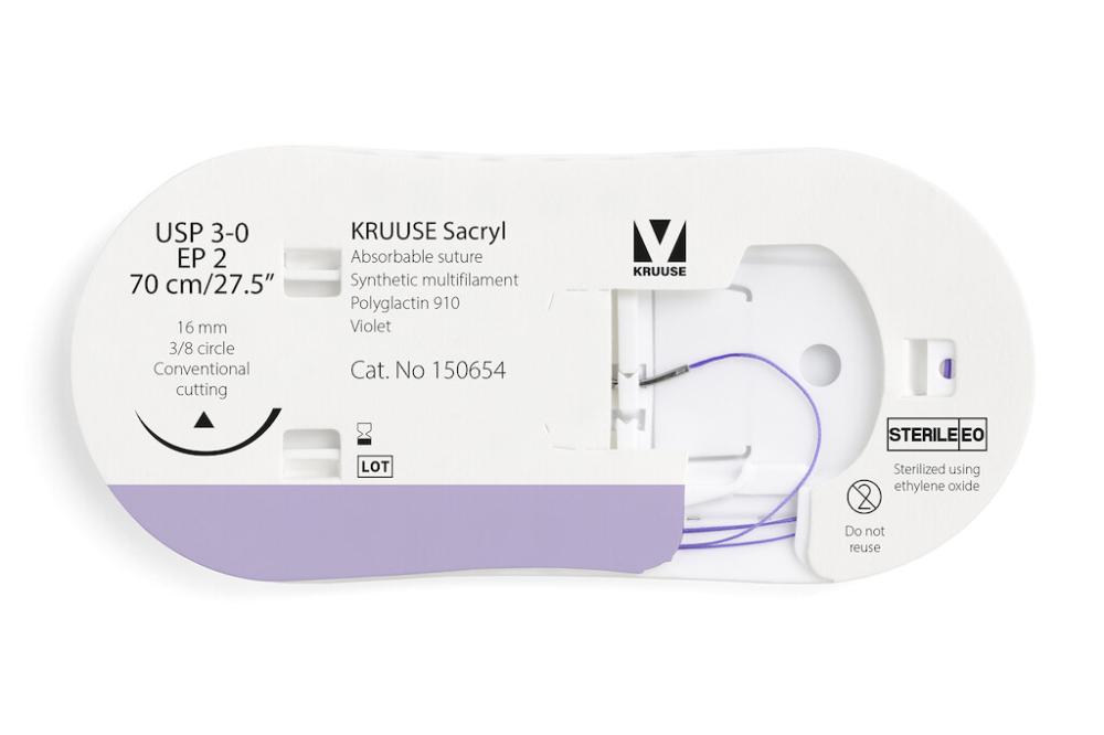 KR Sacryl,USP 3-0,70cm 16 mm 3/8 K cut, 12 Stk KR Sacryl,USP 3-0,70cm 16 mm 3/8 K cut, 12 Stk