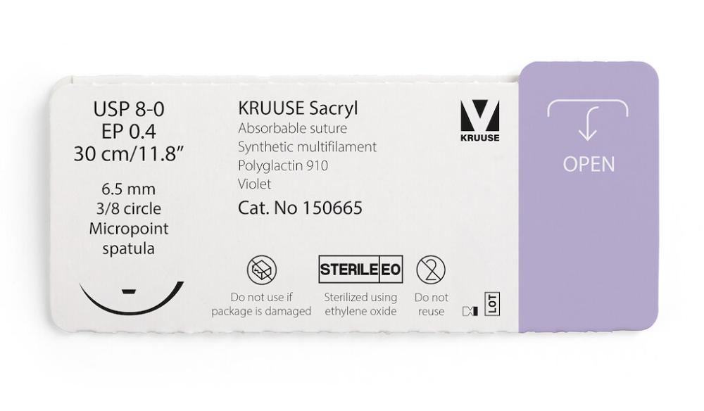 KR Sacryl,USP 8-0,30cm 6.5 mm 3/8 MP, ST, 12 Stk KR Sacryl,USP 8-0,30cm 6.5 mm 3/8 MP, ST, 12 Stk