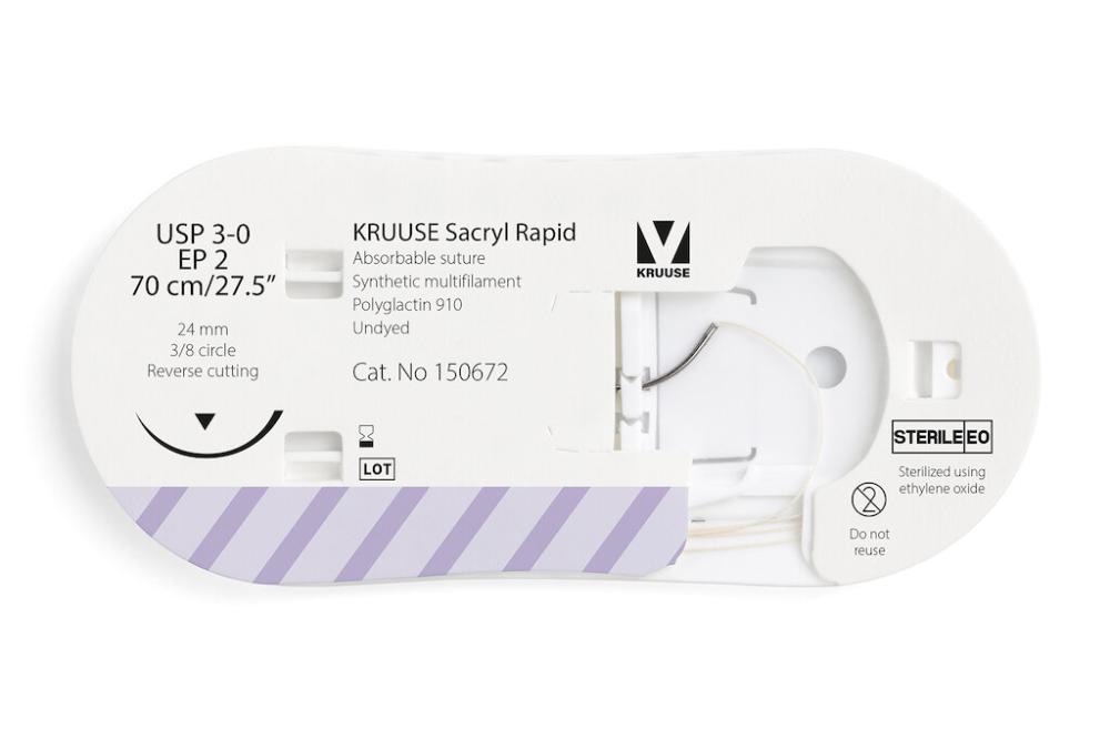 KR Sacryl Rapid,USP 3-0,70cm 24 mm 3/8 K, RC, 12 Stk KR Sacryl Rapid,USP 3-0,70cm 24 mm 3/8 K, RC, 12 Stk