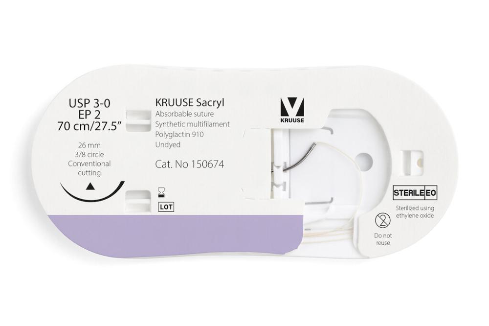 KR Sacryl,USP 3-0,70cm 19 mm 3/8 K cut, 12 Stk KR Sacryl,USP 3-0,70cm 19 mm 3/8 K cut, 12 Stk