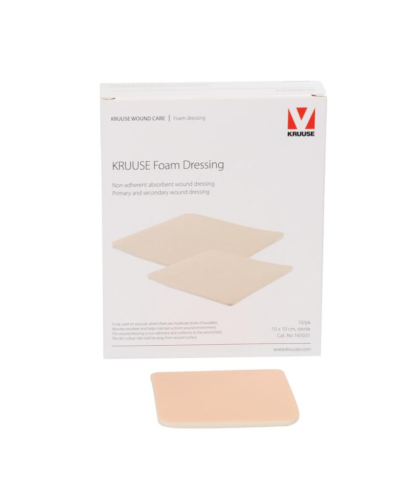 KRUUSE Foam Dressing 10x10cm steril, 10 Stück