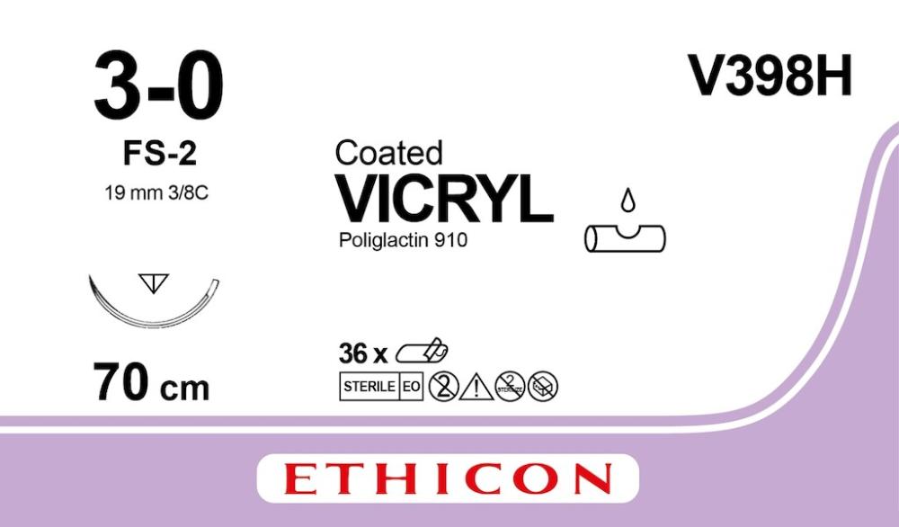 Vicryl USP 3-0 Nr. V398H violett 70 cm FS-2 36 Stk. Vicryl USP 3-0 Nr. V398H violett 70 cm FS-2 36 Stk.