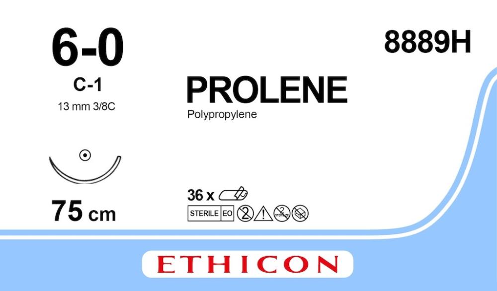Prolene USP 6-0 Nr. 8889H blau 75 cm C-1 1 x 36 Stk.