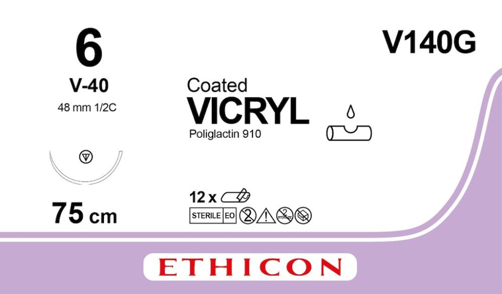 Vicryl USP 6 Nr. V 140 G violett 75 cm BPT-1 12 Stk.