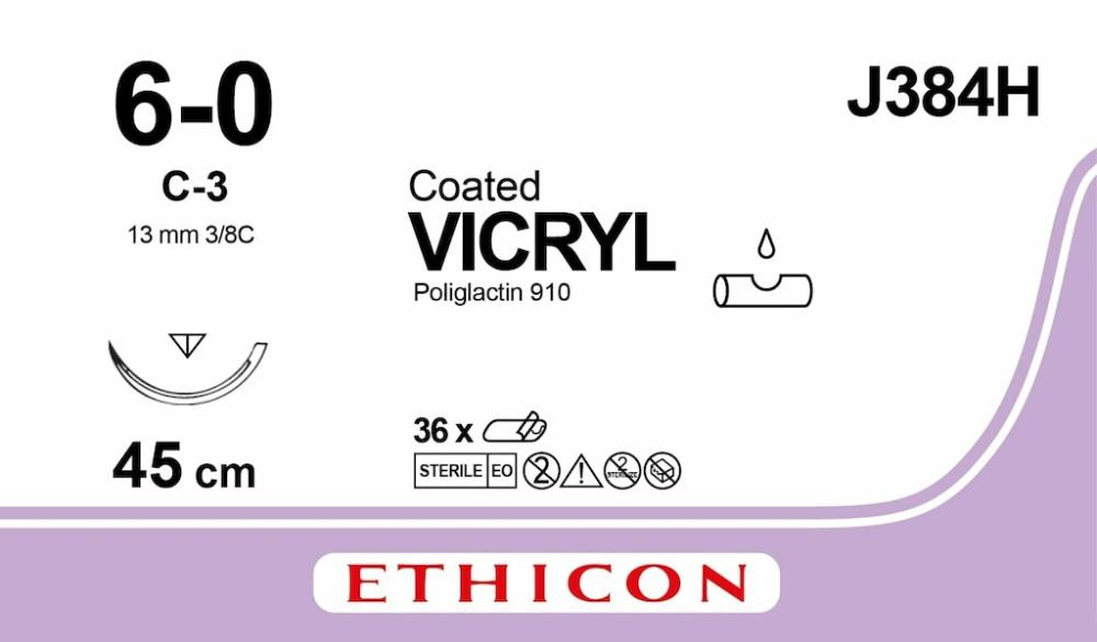 Vicryl USP 6-0 Nr. J384H violett 45 cm C-3 36 Stk