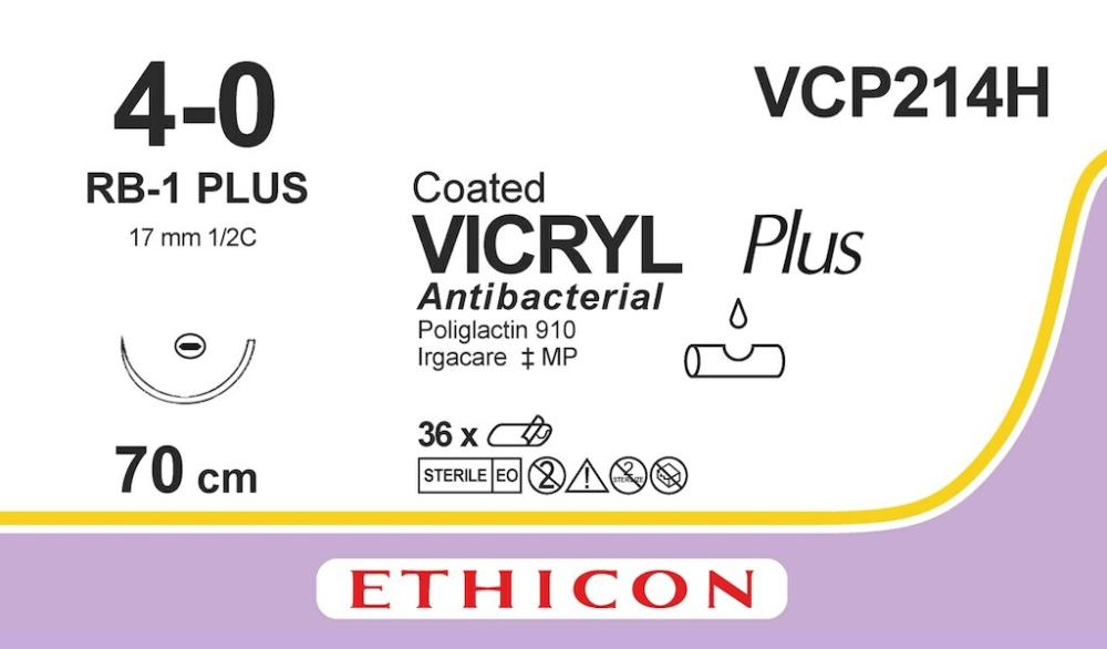 Vicryl plus USP 4-0 VCP214H ungefärbt 70 cm RB-1 36 Stk.