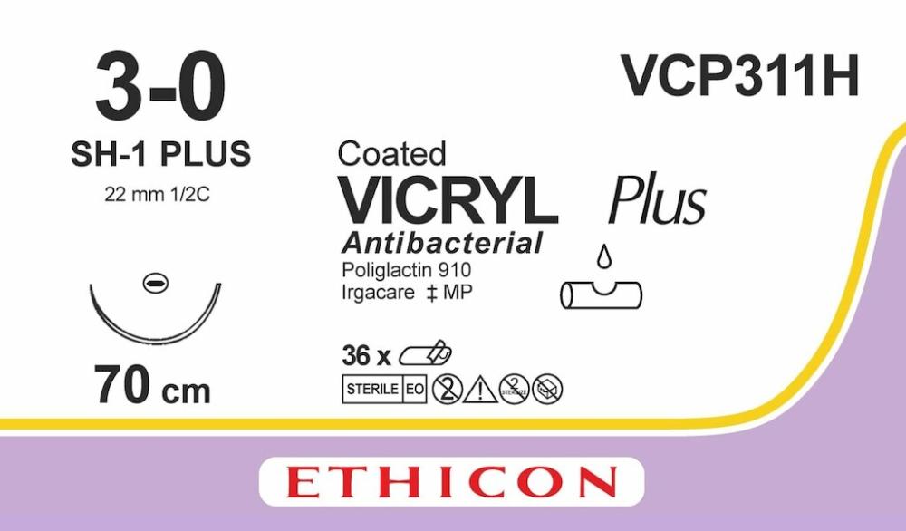 Vicryl plus USP 3-0 VCP 311 H violett 70 cm SH-1 36 Stk. Vicryl plus USP 3-0 VCP 311 H violett 70 cm SH-1 36 Stk.