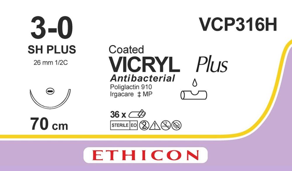Vicryl plus USP 3-0 VCP 316 H violett 70 cm SH 36 Stk. Vicryl plus USP 3-0 VCP 316 H violett 70 cm SH 36 Stk.