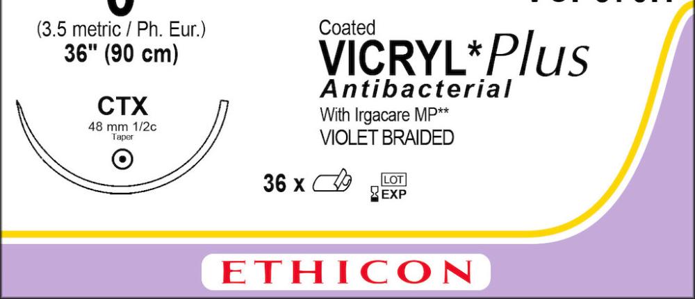 Vicryl plus USP 0 Nr. VCP370H violett 90 cm CTX 36 Stk.