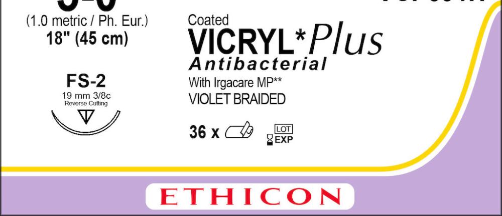 Vicryl plus USP 5-0 VCP 391 H violett 45 cm FS-2 36 Stk Vicryl plus USP 5-0 VCP 391 H violett 45 cm FS-2 36 Stk