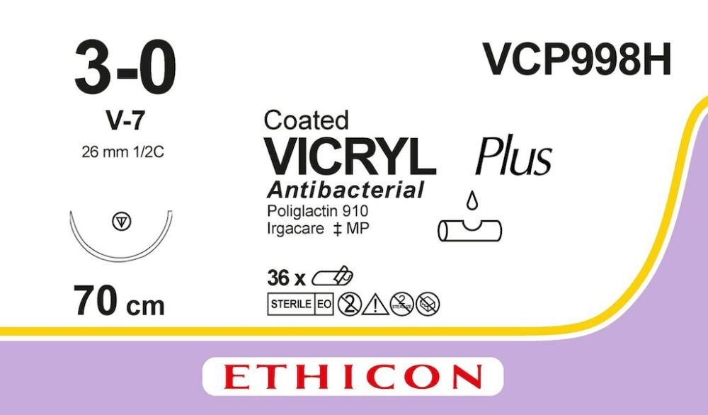 Vicryl plus USP 3-0 VCP 998 H violett 70 cm V-7 36 Stk. Vicryl plus USP 3-0 VCP 998 H violett 70 cm V-7 36 Stk.