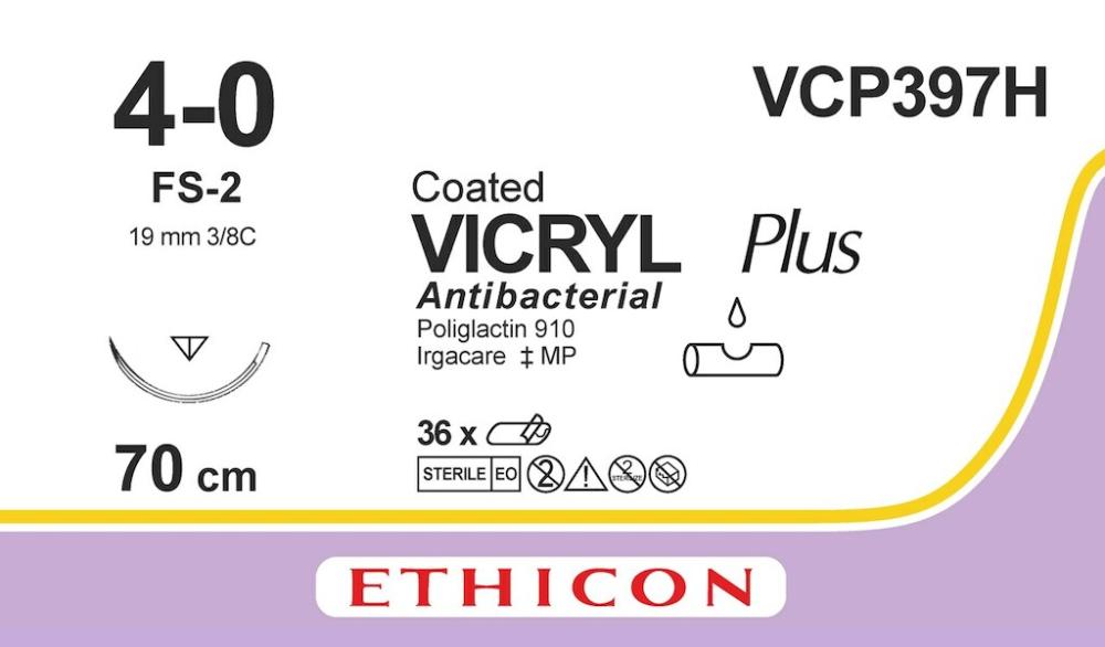 Vicryl plus USP 4-0 VCP 397 H violett 70 cm FS-2 36 Stk. Vicryl plus USP 4-0 VCP 397 H violett 70 cm FS-2 36 Stk.