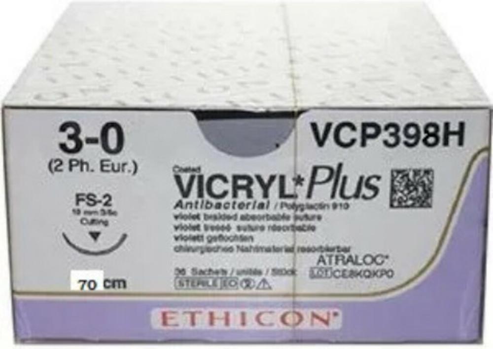 Vicryl plus USP 3-0 VCP 398 H violett 70 cm FS-2 36 Stk.