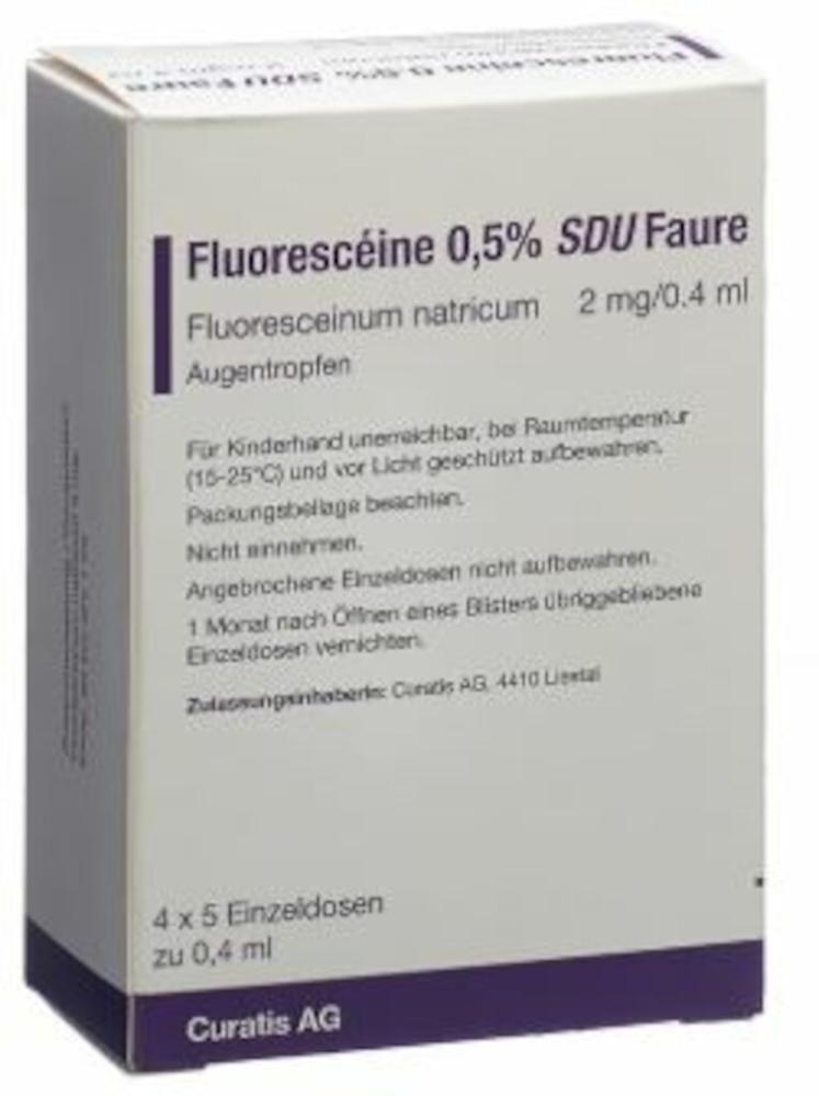 FLUORESCEINE SDU Faure Gtt Opht 0.5 % 20 x 0,4 ml