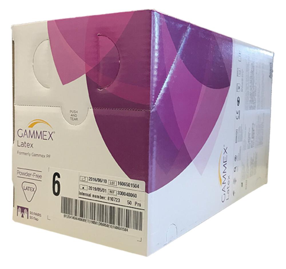 Gammex PF Latex Gr. 6, 50 Paar ungepuderte OP-Handschuhe