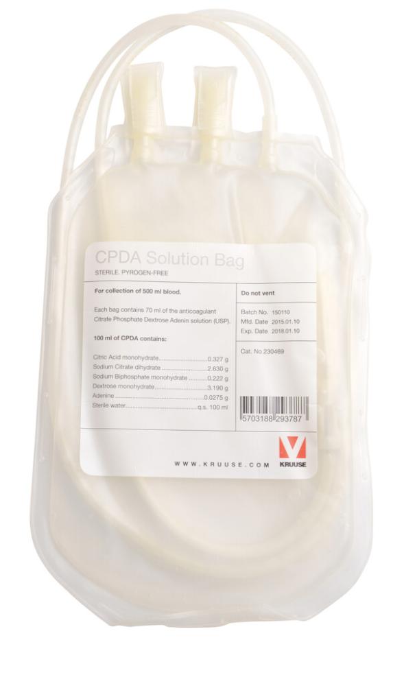 KRUUSE CPDA Beutel 500ml Stück 16mm Nadel angeschweisst KRUUSE CPDA Beutel 500ml Stück 16mm Nadel angeschweisst